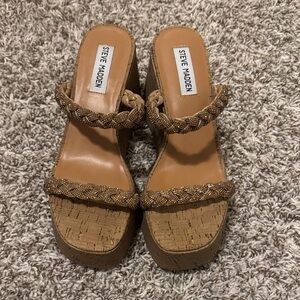 Steve Madden Tan Braided Wedge Sandals